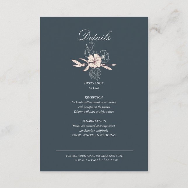 Modern Creme Floral Details Enclosure Card (Front)