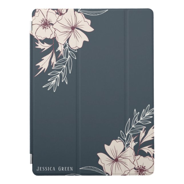 Modern Creme Floral iPad Smart Cover (Front)