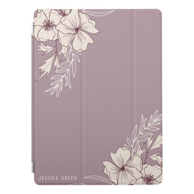 Modern Creme Floral iPad Smart Cover (Front)