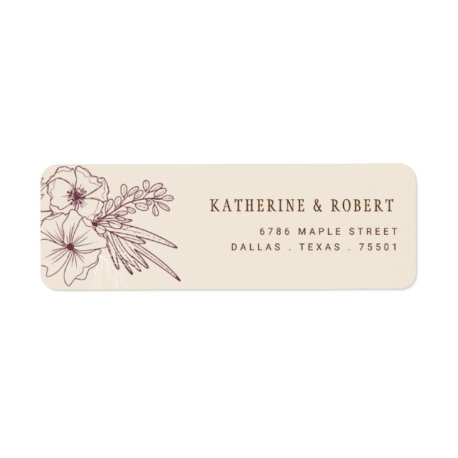 Modern Creme Floral Return Address Label (Front)