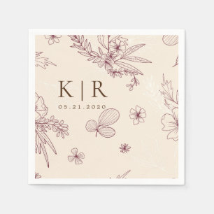 Modern Creme Floral Wedding Napkins