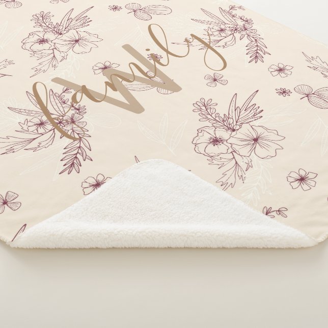 Modern creme stencil floral monogram sherpa blanket (3/4)