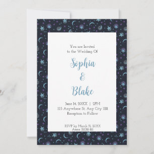 Modern Crescent Moon and Stars Wedding Invitation