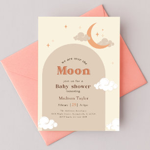 Modern Crescent Moon Stars Baby Shower Invitation