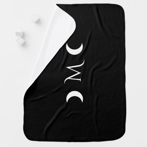 Modern Crescent Moons Black and White Baby Blanket