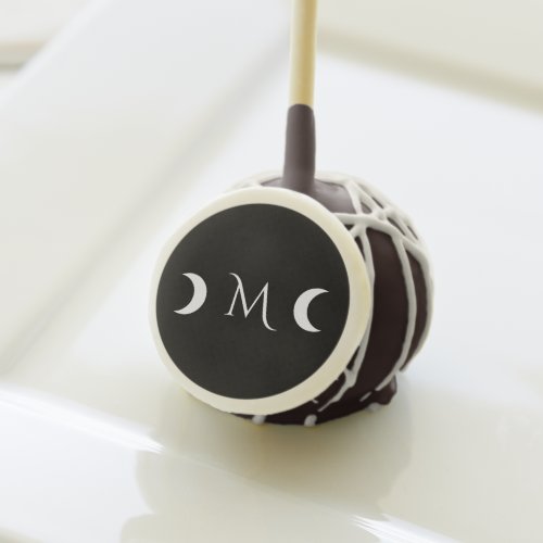 Modern Crescent Moons Black and White Monogram Cake Pops