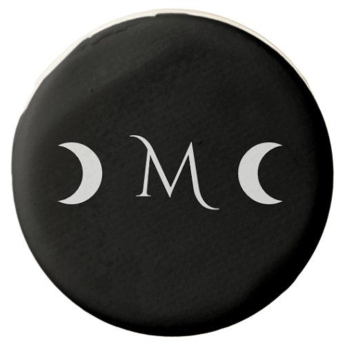 Modern Crescent Moons Black and White Monogram Chocolate Covered Oreo