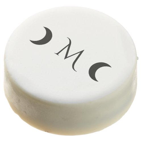 Modern Crescent Moons Black and White Monogram Chocolate Covered Oreo