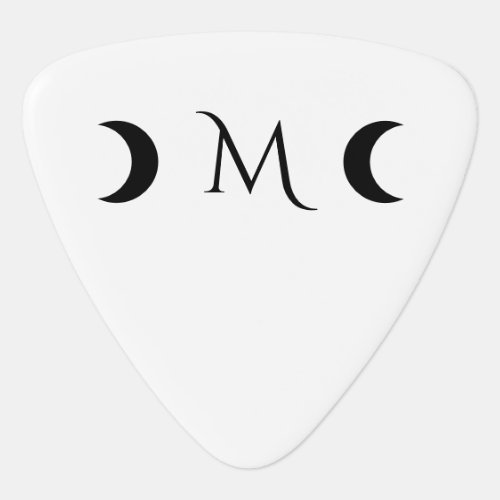 Modern Crescent Moons Black and White Monogram Guitar Pick