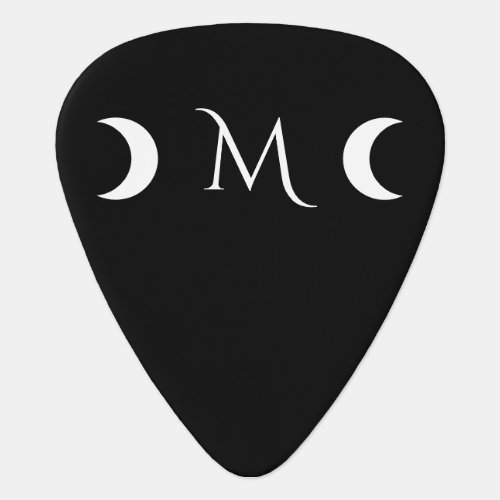 Modern Crescent Moons Black and White Monogram Guitar Pick