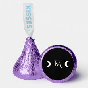 Modern Crescent Moons Black and White Monogram Hershey®'s Kisses®