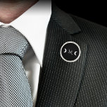 Modern Crescent Moons Black And White Monogram Lapel Pin at Zazzle