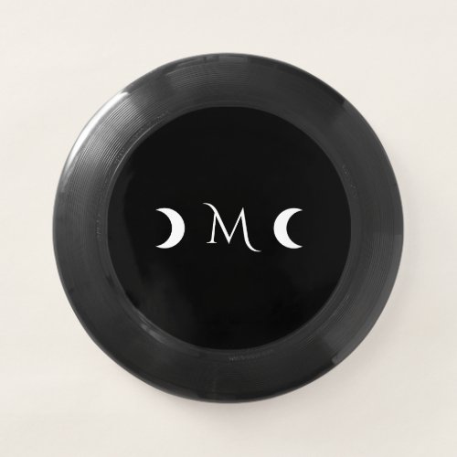 Modern Crescent Moons Black and White Monogram Wham_O Frisbee