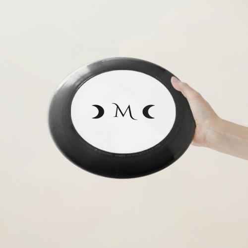 Modern Crescent Moons Black and White Monogram Wham_O Frisbee