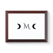 Modern Crescent Moons White and Black Monogram
