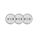 Modern Crescent Moons White And Black Monogram Golf Ball Marker at Zazzle