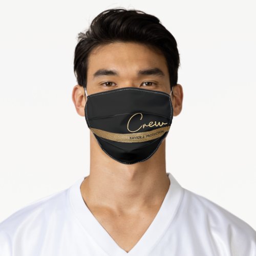 Modern Crew Gold Black Custom company Name Adult Cloth Face Mask