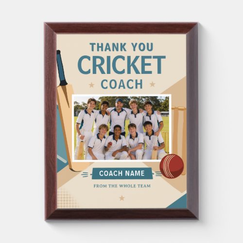 Modern Cricket Team Photo Coach Award Plaque