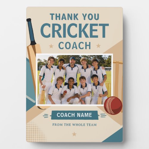 Modern Cricket Team Photo Coach Plaque