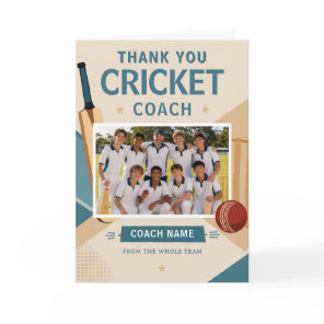 Modern Cricket Team Photo Coach Thank You Card