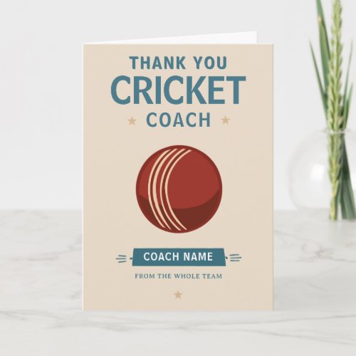 Modern Cricket Team Player Coach Thank You Card