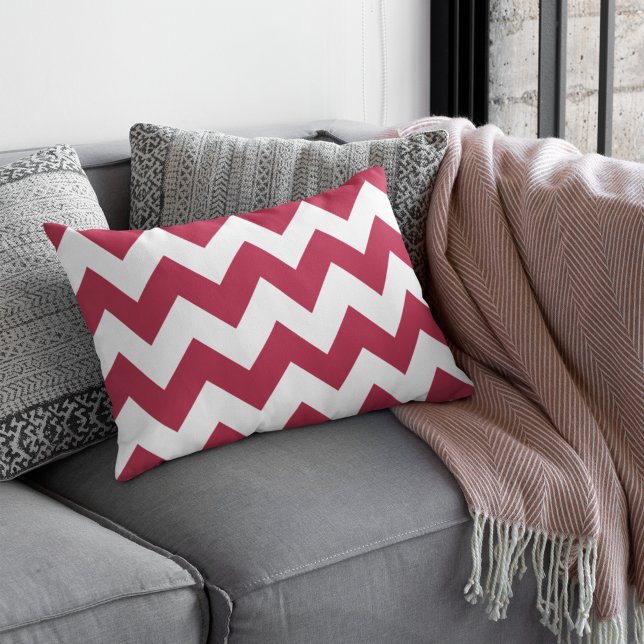 Modern Crimson Red Chevron Accent Pillow (Creator Uploaded)