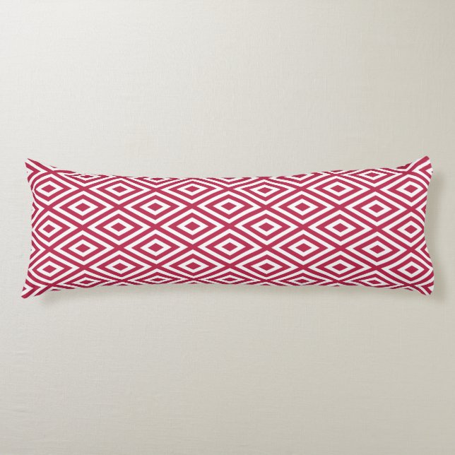 Modern Crimson Red Diamond Pattern Body Pillow (Front)