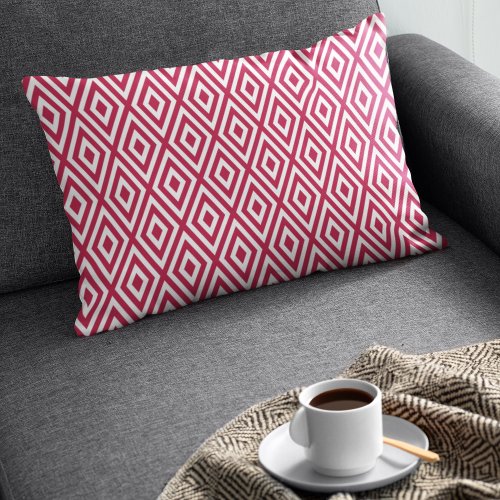 Modern Crimson Red Geometric Diamond Pattern Lumbar Pillow