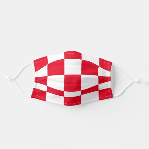 Modern Croatian Bold Red Checkerboard Pattern Adult Cloth Face Mask
