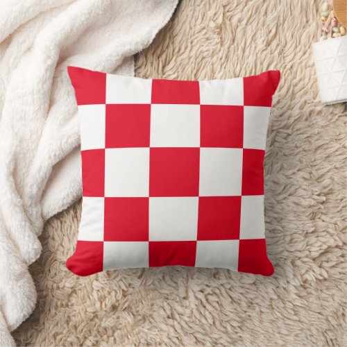 Modern Croatian Bold Red Checkers Throw Pillow