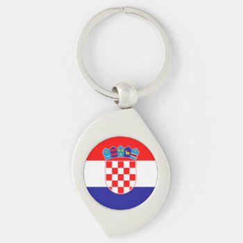 Modern Croatian Flag With Coat Of Arms Cute Keychain by AN_CroatianStore at Zazzle