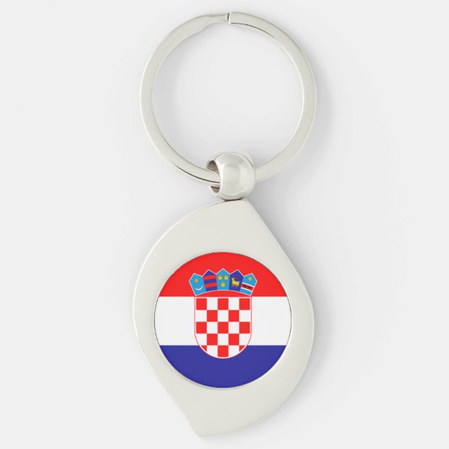 Modern Croatian Flag With Coat of Arms Cute Keychain (Front)