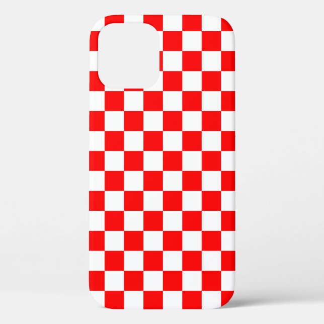 Modern Croatian Red and White Checkers Case-Mate iPhone Case (Back)