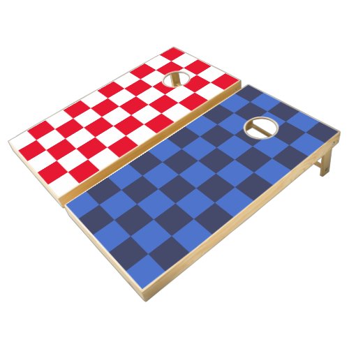 Modern Croatian Red Blue Checkers Cornhole Set
