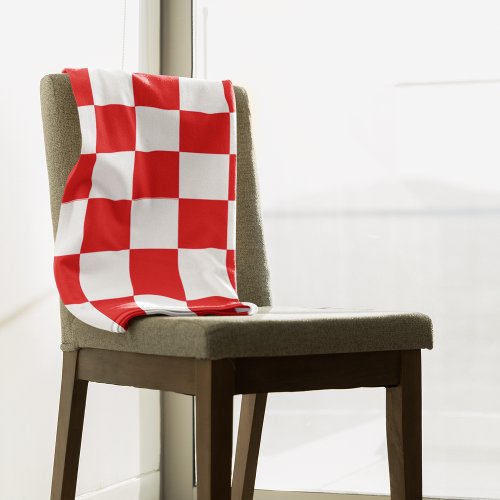 Modern Croatian Red Checker Pattern Fleece Blanket