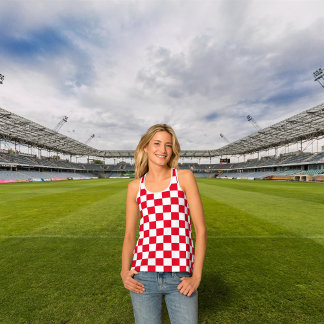 Modern Croatian Red Checkerboard Pattern Tank Top