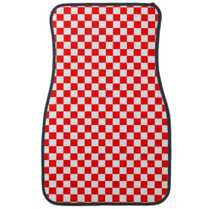 Modern Croatian Red Geometric Checker Pattern Car Floor Mat