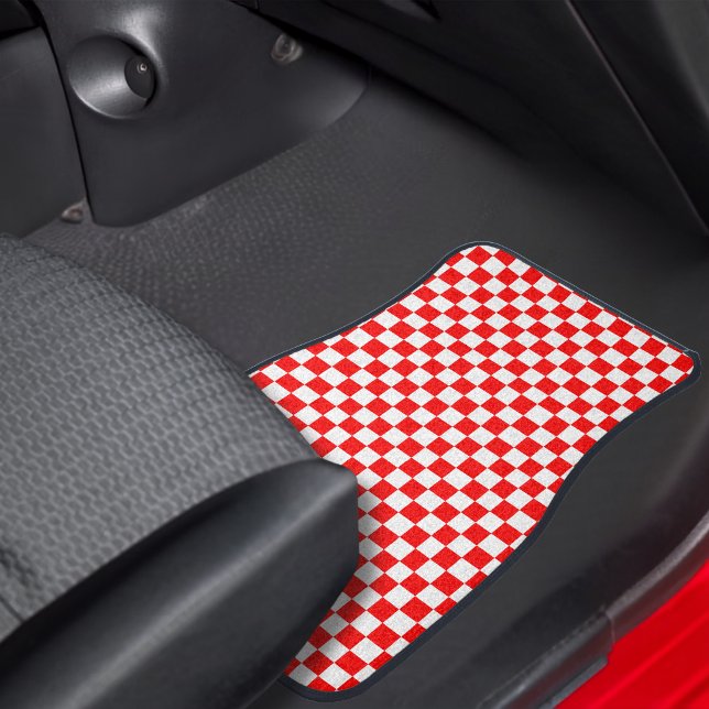 Modern Croatian Red Geometric Checker Pattern Car Floor Mat (Creator Uploaded)