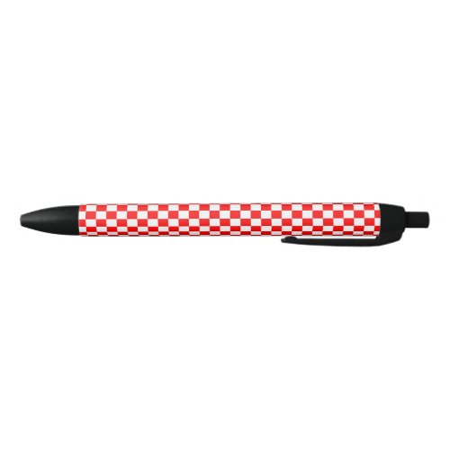 Modern Croatian Red White Checkerboard Black Ink Pen