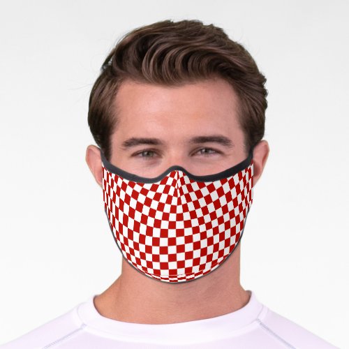 Modern Croatian Red White Checkerboard Pattern Pre Premium Face Mask
