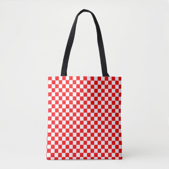 Modern Croatian Red White Checkered Pattern Tote Bag
