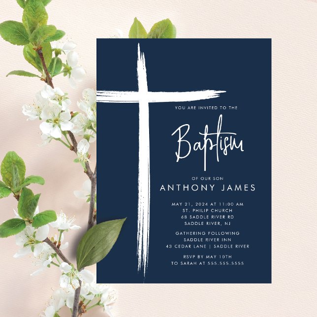 Modern Cross Boys Baptism Invitation (Creator Uploaded)