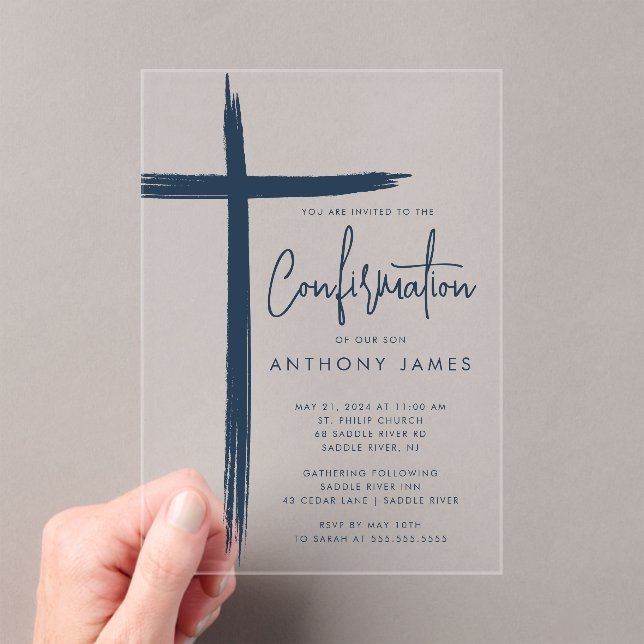 Modern Cross Boys Confirmation Invitation (Insitu (Handheld))