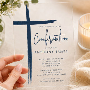 Modern Cross Boys Confirmation Invitation