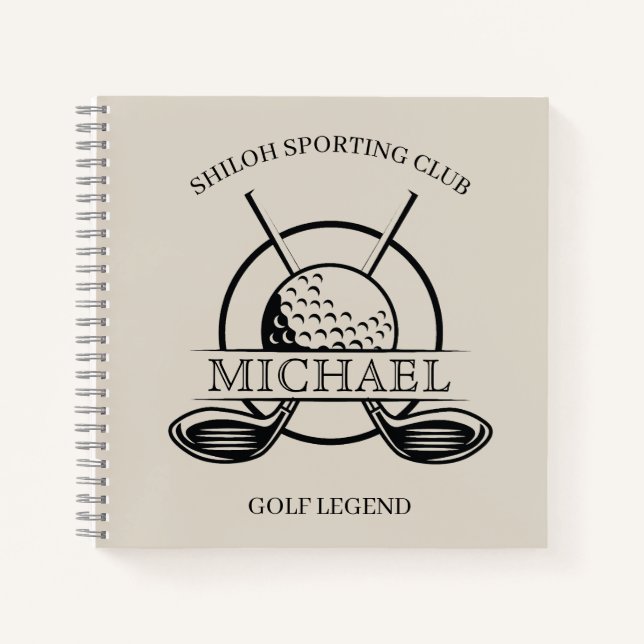 Modern Cross Club Name Golf Notebook (Front)