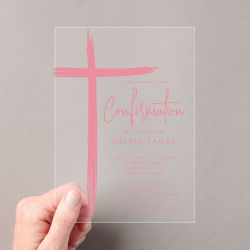 Modern Cross Girls Confirmation Invitation