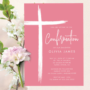 Modern Cross Girls Confirmation Invitation