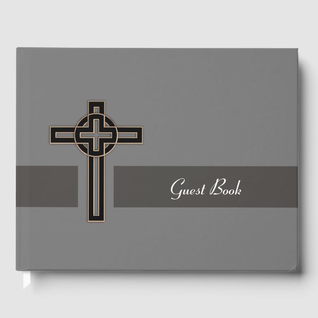 Modern Cross Guest Book (Front)