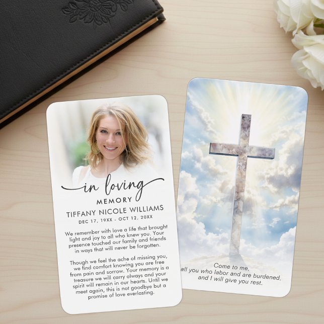 Modern Cross In Loving Memory Prayer Cards (Creator Uploaded)