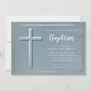 Modern Cross Religious Baptism & Christening Invitation